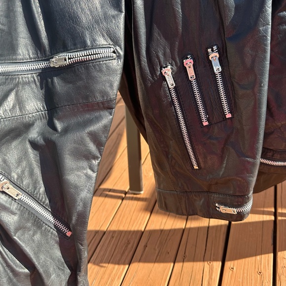 Vintage Michael Jackson MJ Beat It Genuine Black Leather Jacket With Silver Mesh - Picture 9 of 14